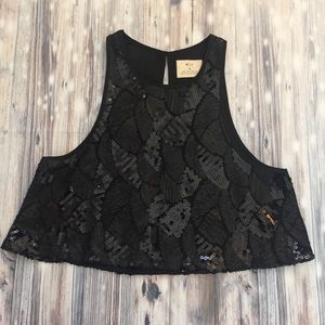 Pins and Needles black sequins crop top